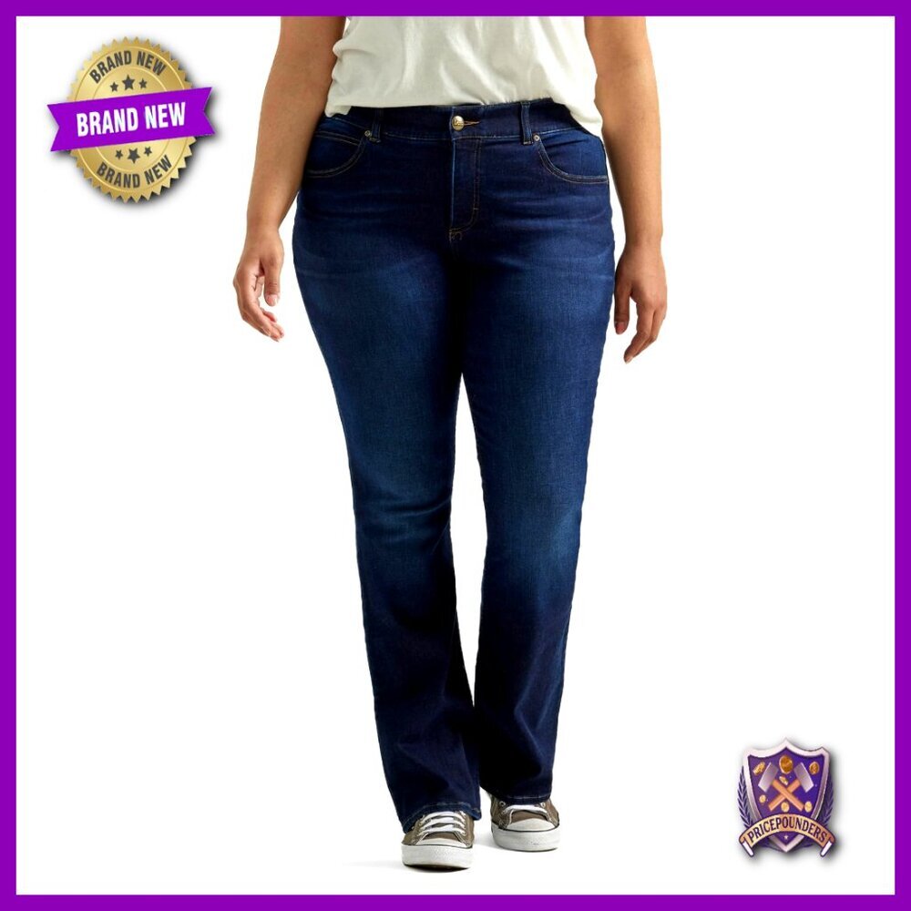Plus-Size Bootcut Jeans with Stretch Denim and Elastic Waistband